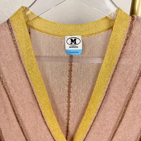 M Missoni Metallic Knit Maxi Duster Cardigan Multicolor Zig Zag IT 44 US 10 - Picture 2 of 16